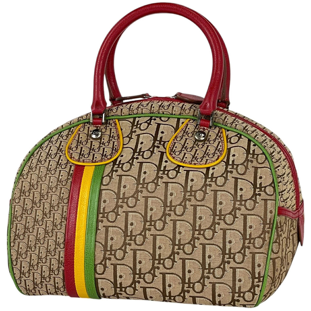 Christian Dior Rasta Trotter Handbag Boston Canvas Brown Multicolor